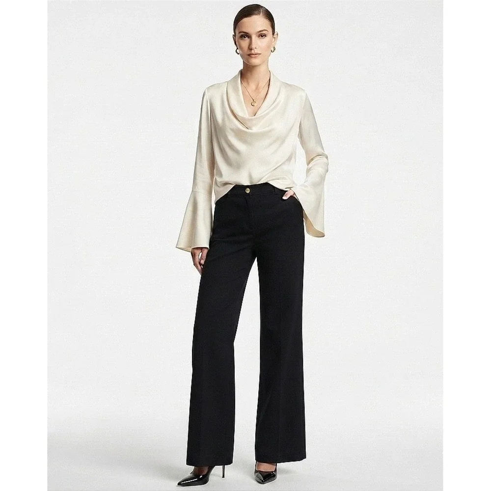 St. John Collection Luxury Wide Leg Jeans Women's Size 10 Black Mid Rise EUC - Picture 1 of 8